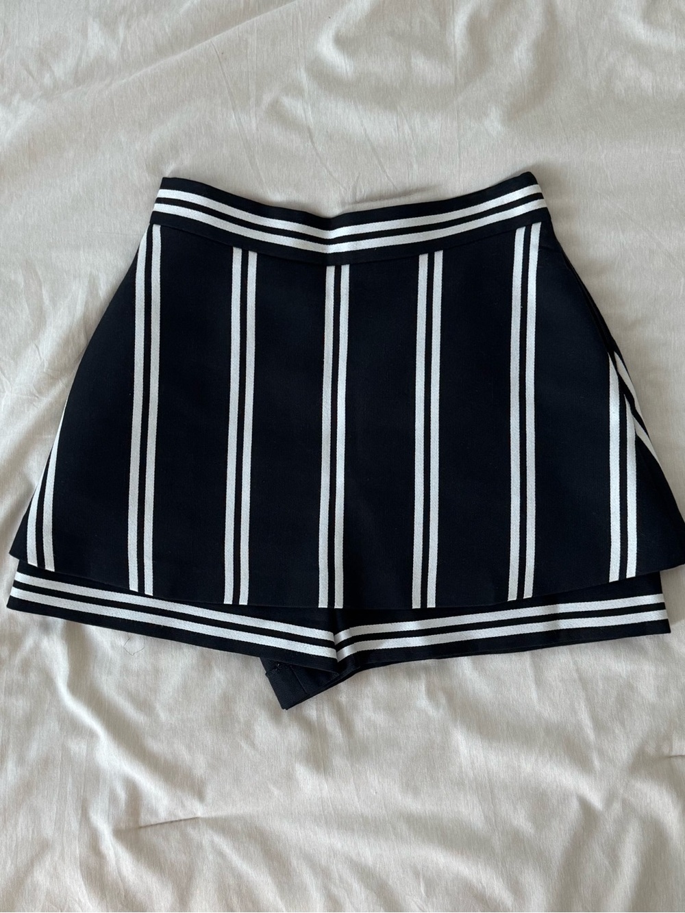 Maje Black Skort with White Stripe Trim